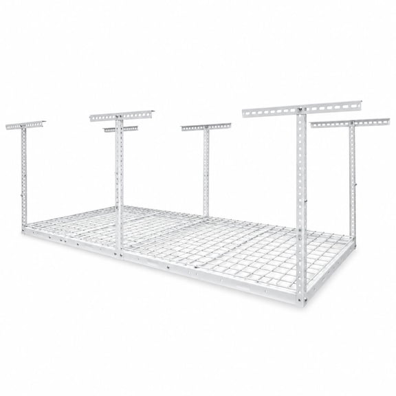 4x8 Overhead Garage Ceiling Storage Rack, 750 lb Capacity, White