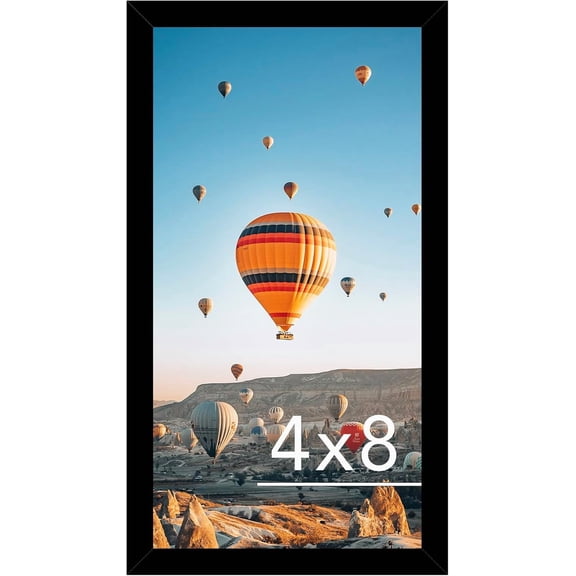 4x8 Picture Frame Black for Wall Hanging or Tabletop, Wall Mounting Horizontally or Vertically, 4 x 8 Wall Gallery Poster Photo Frame with Shatter Resistant Plexiglass, Black