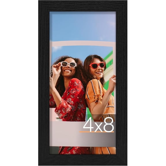 4x8 Picture Frame, Premium Material with Shatter Resistant Plexiglass, Photo Frame for Wall or Table Top Display, Black, 1 Pack