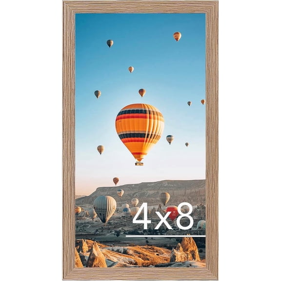 4x8 Picture Frame Rustic Brown for Wall Hanging or Tabletop, Wall Mounting Horizontally or Vertically, 4 x 8 Wall Gallery Poster Photo Frame with Shatter Resistant Plexiglass, Rustic Brown