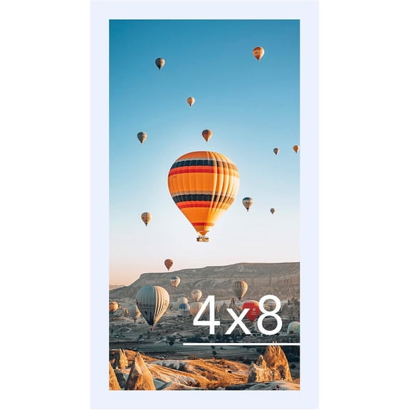 4x8 Picture Frame White for Wall Hanging or Tabletop, Wall Mounting Horizontally or Vertically, 4 x 8 Wall Gallery Poster Photo Frame with Shatter Resistant Plexiglass, White