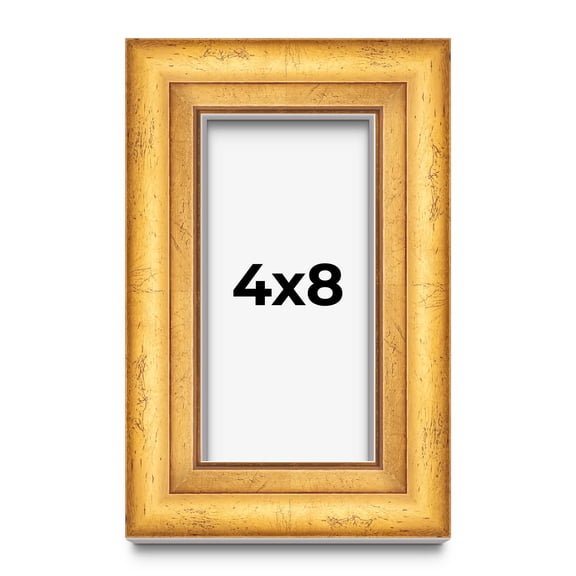 4x8 Shadow Box 1.75" Deep Gold Picture Frame - UV Acrylic, Backing, Hanging Hardware
