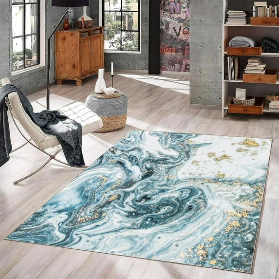4x8ft Abstract Design Area Rugs, Gray Ivory Gold Bedroom Rugs Soft Non-Slip Non-Shedding Washable Home Decor Silk Velvet Carpet For Dining Home Decor Office Playroom 18