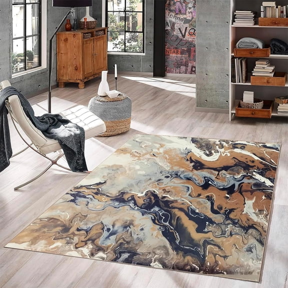 4x8ft Area Rugs Khaki Abstract Texture Carpet For Bedroom, Silk Velvet Mat For Living Room Non-Slip Easy To Clean For Indoor Outdoor Hardwood Floors Home Decor - 21