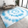 thumbnail image 1 of 4x8ft Blue Rug, Circular Pattern Watercolor Gradient Living Room Rug, Non Skid Washable Rugs For Bedroom Hallway Gaming Room Dining Table Classroom Hotel Lounge Outdoor, 1 of 7