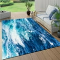 thumbnail image 1 of 4x8ft Ocean Beach Theme Area Rug, Sea Waves Crystal Velvet Area Rug For Living Dining Room Bedroom Home Decorative, Soft Non-Shedding Carpet Floor Mats Stain Resistant Washable, 1 of 7