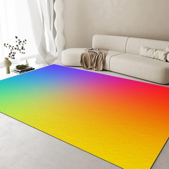 4x8ft Rainbow Multicolor Area Rug Fashion Psychedelic Art Deco Rug, Non Slip Washable Non-Shedding Foldable Short Pile Carpet For Kids Playroom,Dining,Home,Decor,Office