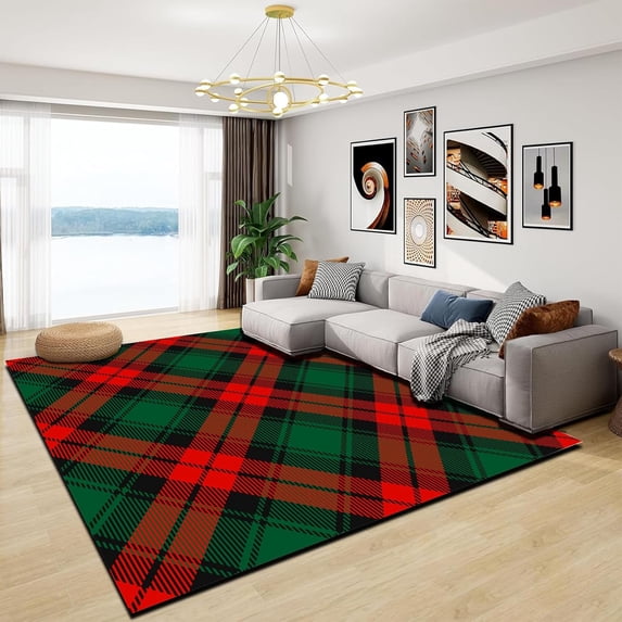 4x8ft Vintage Christmas Green Red Rug Area Rugs Washable Non-Slip Carpet Crystal Velvet Mat For Indoor Outdoor Bathroom Kitchen Living Room Bedroom
