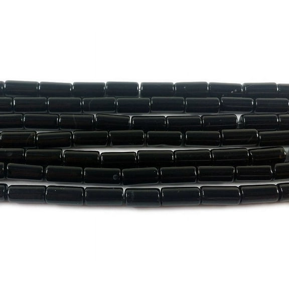 4x8mm Black Agate Cylinder Tube Beads Genuine Gemstone Natural Jewelry Making