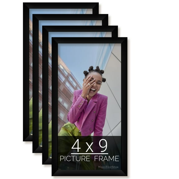 4x9 Black Picture Frame for Puzzles Posters Photos or Artwork, Set of 4