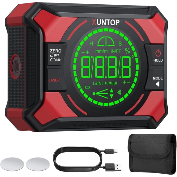4x90/2x180°(0.01°) Digital Angle Finder with Dual Laser Digital Angle ...