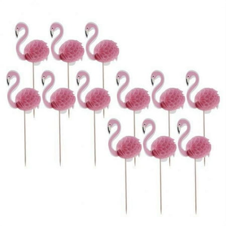 4xFlamigo Cake Decoration for Luau Birthday 4 Pcs