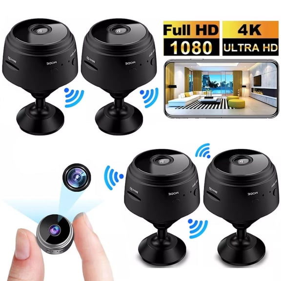 4xMini WiFi Cameras,Wireless Cam and Video HD 1080P Home Night Vision Smart Home Camera Small Nanny Cam House Office Cameras Mobile Phone APP Remote