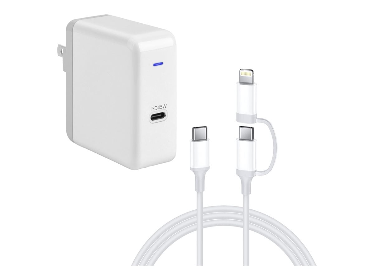 4xem 4X45W2N1KIT3 45w Usb-c Power Adapter 2 In 1 Cabl Usb-c To Usb-c  3ft Cable