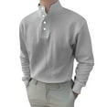 thumbnail image 1 of 4xlt Big and Tall Shirts Long Sleeve for Men M-5XL Stand Collared Sweatshirts Mens Plus Size Pullover Button Solid Work T Shirt, 1 of 5