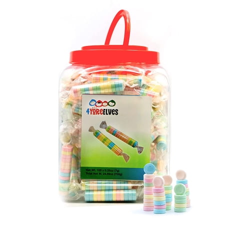 4yoreElves 100 Individually Wrapped Candy Rolls, Mini Rolls, Bulk Candy
