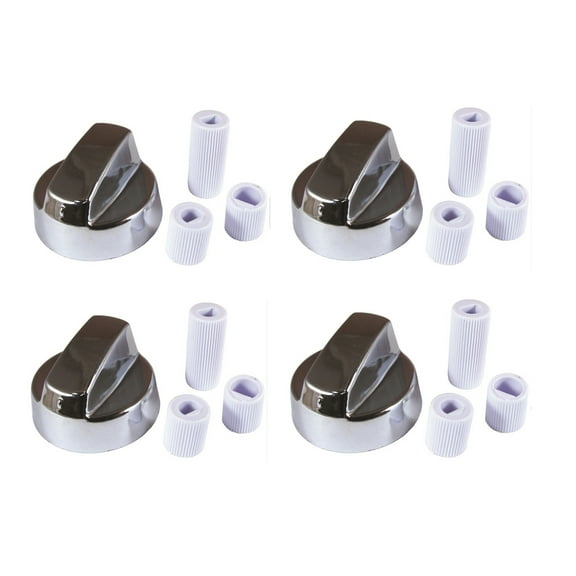4yourhome. 4-Pack Silver Chrome Generic Design Stove / Oven Control Knob W/ 12 Adapters