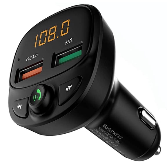 5.0 Bluetooth FM Transmitter for Car,QC3.0 Wireless Bluetooth FM Radio Adapter Music Player /Car Kit with Hands-Free Calls,2 USB Ports,Support U Disk/TF Card