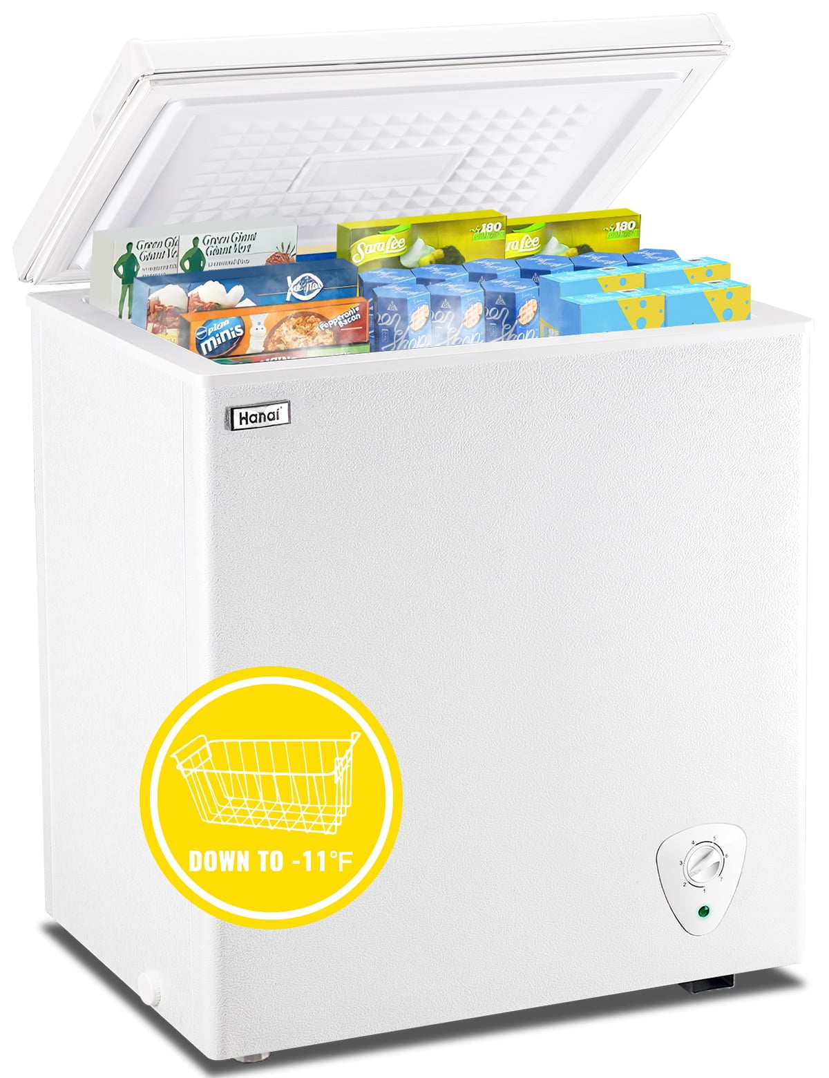 5.0 Cubic Feet Small Deep Freezers with Removable Storage Basket Compact  Chest Freezer White