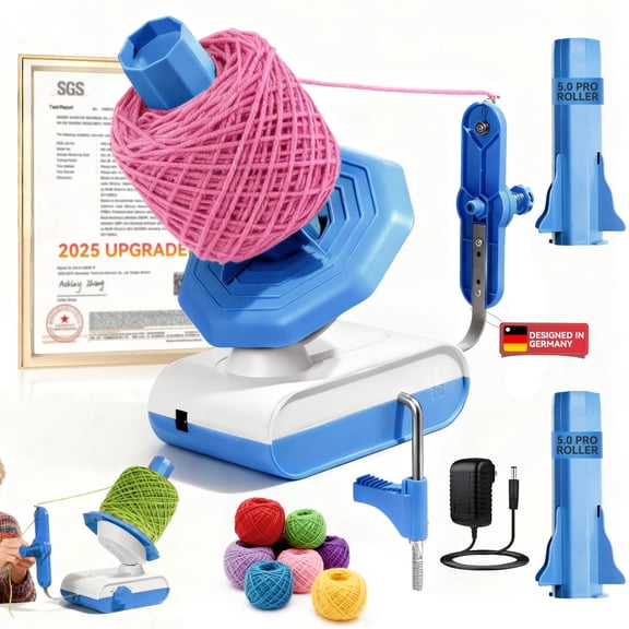 5.0 Upgraded Electric Yarn WinderTop1 RPM German MotorSGS-Grade Precision GearsWool Yarn Ball Winder Compact Automatic for Crocheting Super Strong Tension, Ideal for Home and Studio
