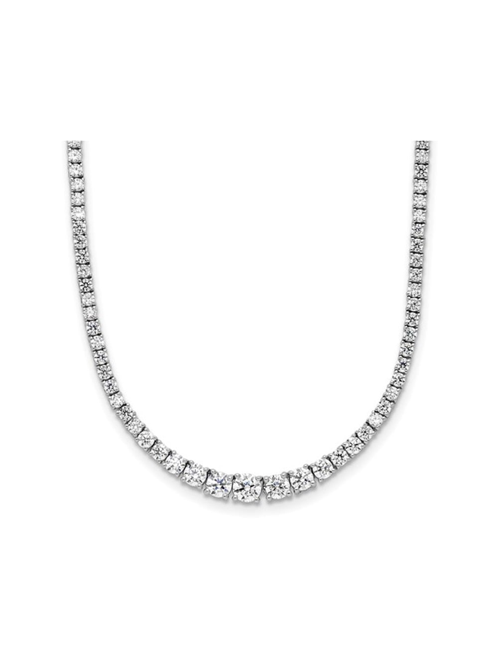 14k White Gold Graduating Lab Grown Diamond Tennis Style Bolo Necklace (4.994 CTW) 14k White Gold Graduating Lab Grown Diamond Tennis Style Bolo Necklace (4.994 CTW)