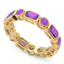 5.00 Carat Emerald Cut Amethyst Gemstone Lovely Engagement Eternity Band for Women Solid 14K Yellow Gold Size 7 by Diamond-Capitals