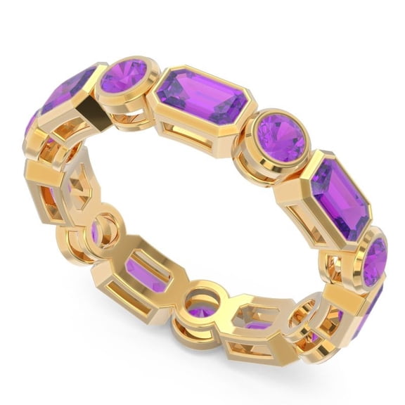 5.00 Carat Emerald Cut Amethyst Gemstone Lovely Engagement Eternity Band for Women Solid 14K Yellow Gold Size 7 by Diamond-Capitals