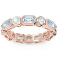 thumbnail image 1 of 5.00 Carat Emerald Cut Aquamarine Gemstone Fany Engagement Eternity Band for Women Solid 14K Rose Gold Size 7.5 by Diamond-Capitals, 1 of 8