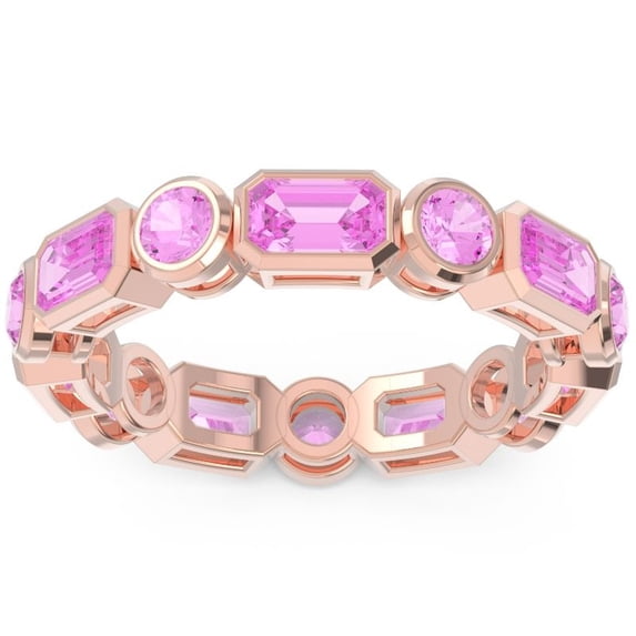 5.00 Carat Emerald Shape Pink Sapphire Gemstone Unique Engagement Eternity Band for Fiancee Solid 14K Rose Gold Size 8 by Diamond-Capitals