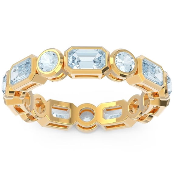 5.00 Carat New Emerald Cut Aquamarine Gemstone Engagement Eternity Band for her Solid 18K Yellow Gold Size 5.5 by Diamond-Capitals