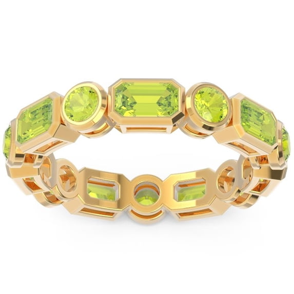 5.00 Carat Stylish Emerald Cut Peridot Gemstone Engagement Eternity Band for Ladies Solid 14K Yellow Gold Size 4.5 by Diamond-Capitals