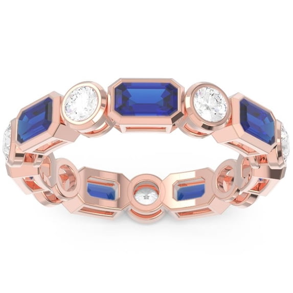 5.00 Carat Unique Natural Diamond Blue Sapphire Gemstone Anniversary Eternity Bands for Gift Solid 18K Rose Gold Size 9 by Diamond-Capitals