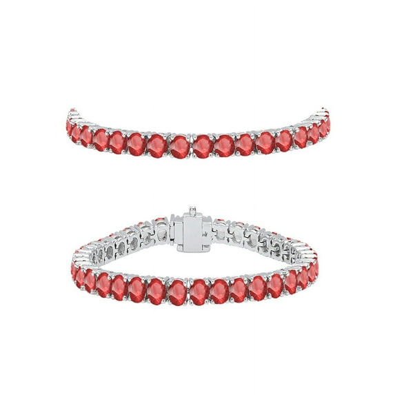 5.00 Carat (ctw) 10K White Gold Round Cut Real Ruby Ladies Tennis Bracelet 5 CT