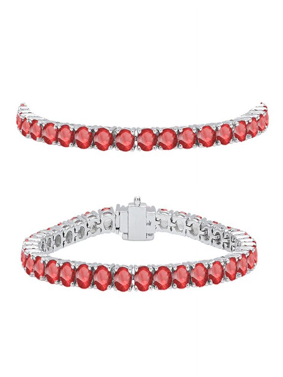 5.00 Carat (ctw) 10K White Gold Round Cut Real Ruby Ladies Tennis Bracelet 5 CT