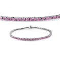 thumbnail image 1 of 5.00 Carat (ctw) 18K White Gold Round Cut Real Pink Sapphire Ladies Tennis Bracelet 5 CT, 1 of 1