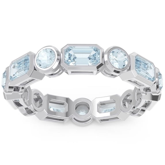 5.00 Ct Emerald Cut Aquamarine Gemstone Stunning Eternity Band for Wedding Gift Solid 14K White Gold Size 10 by Diamond-Capitals