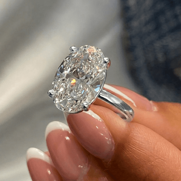5.00 Ct Oval Cut Beautiful Solitaire IGI Certified Lab Grown Diamond Engagement Ring for Ladies Solid 10k White Gold Size 7 by Diamond-Capitals