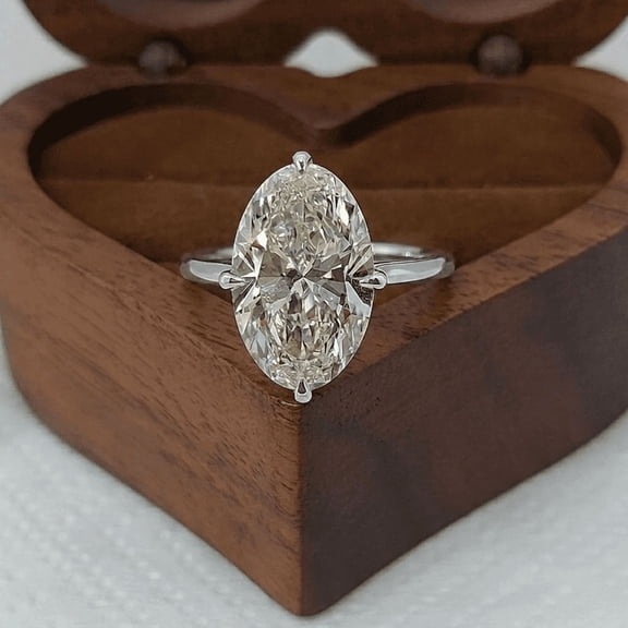 5.00 Ct Oval Cut Beautiful Solitaire IGI Certified Lab Grown Diamond Engagement Ring for Ladies Solid 10k White Gold Size 7 by Diamond-Capitals