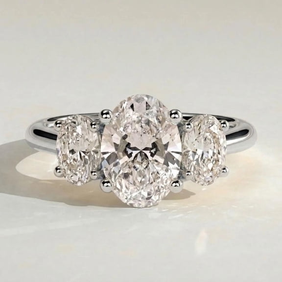 5.00 Ct Oval Cut Beautiful Three Stone IGI Certified Lab Grown Diamond Wedding Ring for Ladies Solid 950 Platinum Size 7 by Diamond-Capitals