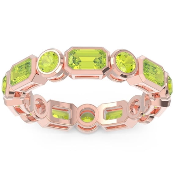 5.00 Ct Stylish Emerald Cut Peridot Gemstone Engagement Eternity Band for Women Solid 18K Rose Gold Size 8 by Diamond-Capitals