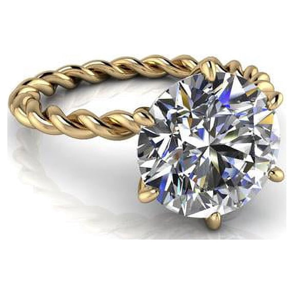 5.00 Ct Wonderful Round Natural Moissanite Wedding Rings for her Fine 18K Yellow Gold