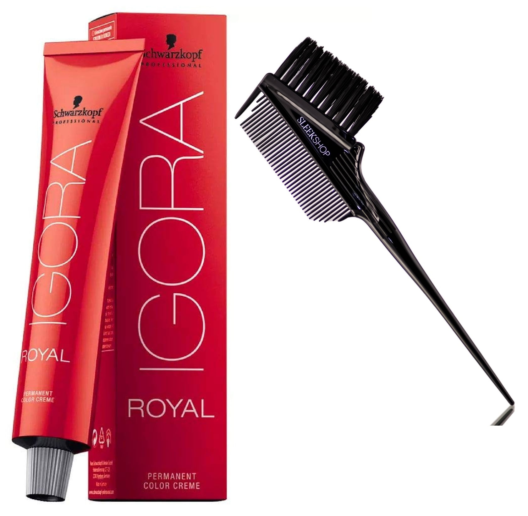 5-00 Light Brown Forte , Schwarzkopf IGORA ROYAL Permanent Hair Color Creme Cream Haircolor Dye - Pack of 2 w/ SLEEKSHOP 3-in-1 Brush Comb