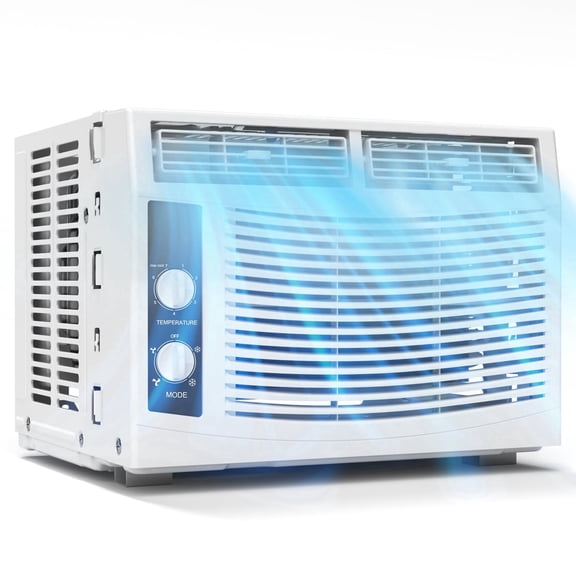 5,000 BTU Window-Mounted Air Conditioner, Cools Up to 150 Sq. Ft., Quiet Operation, Effortless Temperature Control,4-Way Air Direction,White