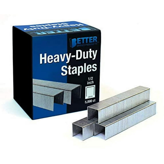 5,000 Count Heavy Duty Staples, 23/13, 1/2-inch Staples, 100/Strip, Chisel Point Tips, High Capacity, by Better Office Products