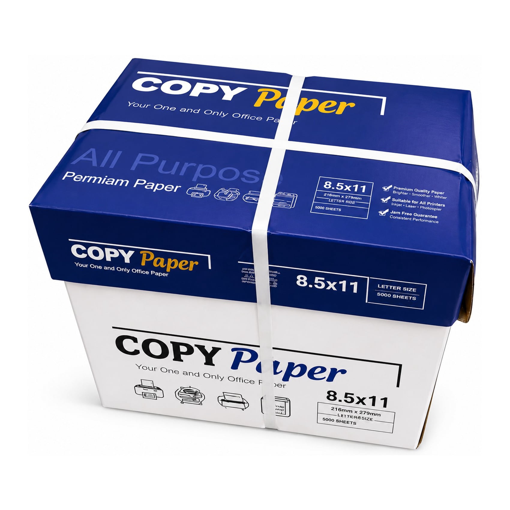 Copy Paper Premium Office Paper, White, 92 Brightness, 8.5 x 11 Inches (Letter Size), 500 Sheets/Ream, 10 Reams