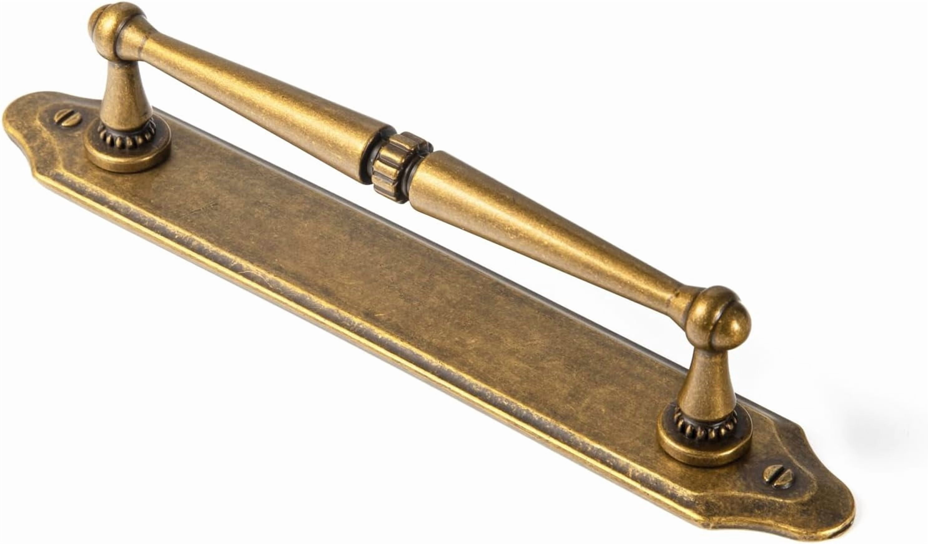 5.04" c-c Antique Brass Cabinet Pulls with Back/Base Plate Zinc Alloy Kitchen Hardware - 2 Pack Vintage Brass Bar Cabinet Pulls Drawer Handles with Spacer