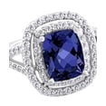 thumbnail image 1 of AFFY (5.07 cttw) Simulated Blue Tanzanite & White Natural Diamond Split Shank Halo Engagement Ring In 14k White Gold With Ring Size -11.5, 1 of 1
