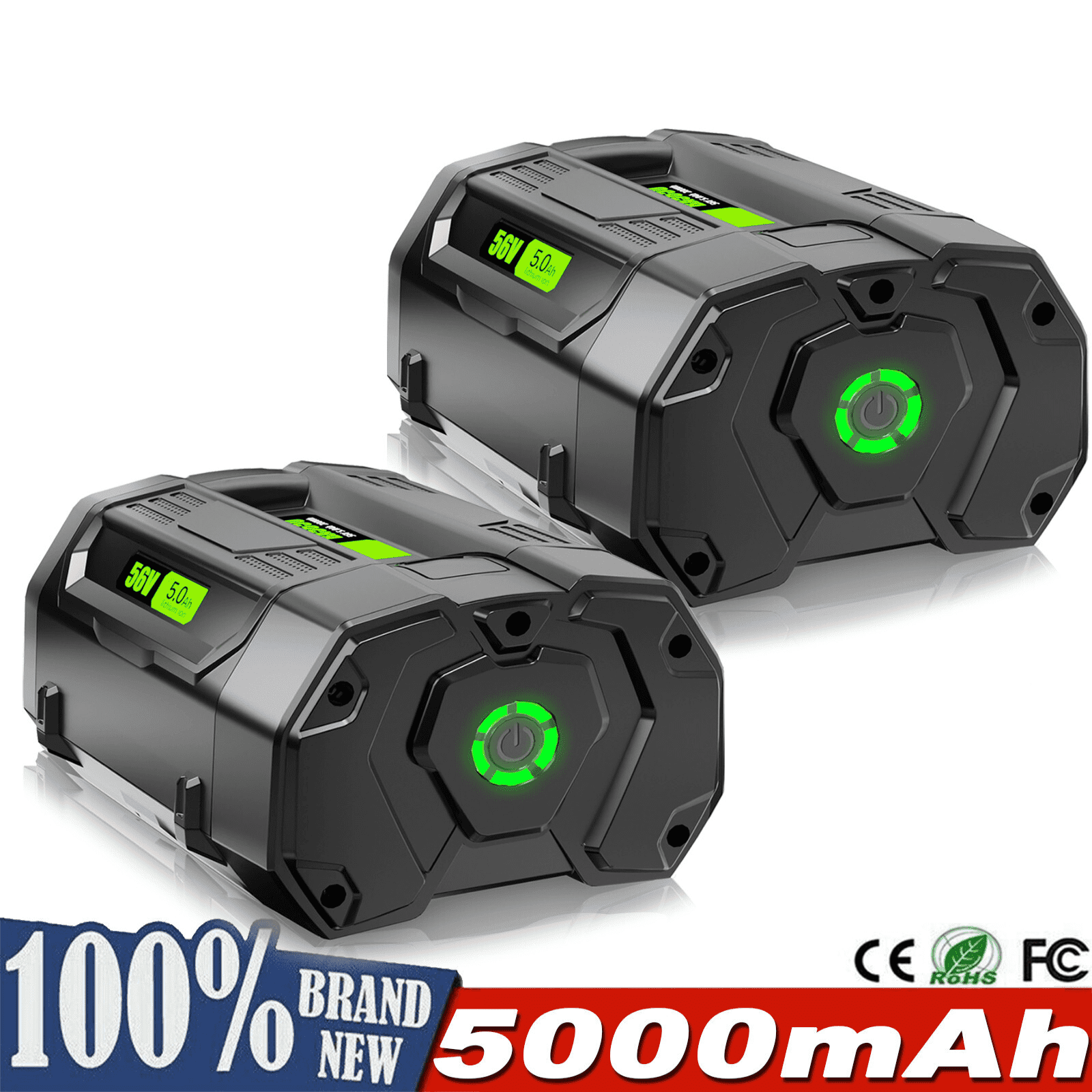 【 5.0Ah High Capacity 】2 Pack 56V Lithium Ion Battery Replacement for EGO 56V Battery Compatible with EGO 56 Volt Power Tools CS1604 CS1804 HT2400 LB6504 PH1400 Rechargeable Battery