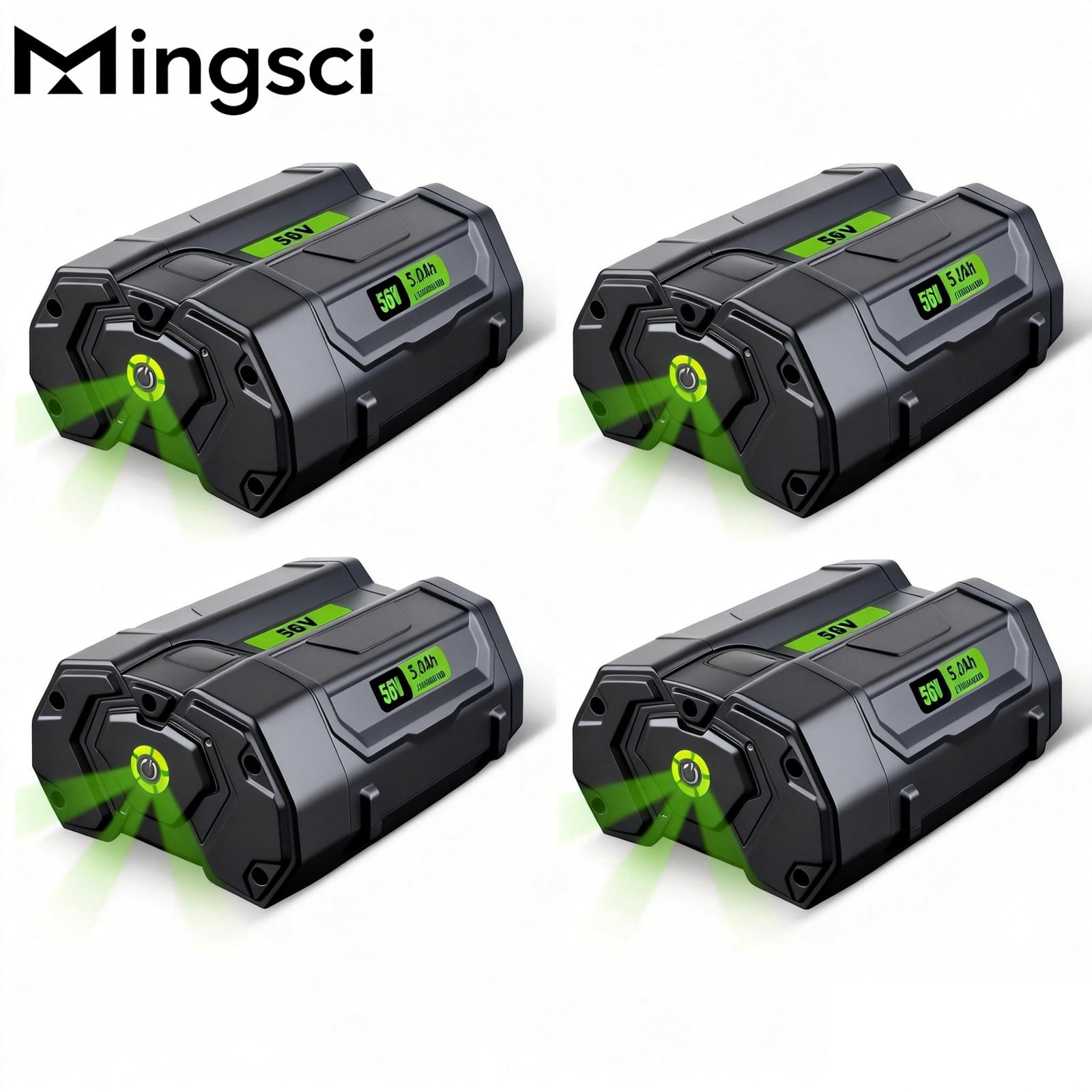 5.0Ah Replacement EGO Battery For EGO Power+ BA4200 56V Lithium Battery BA2800T LB4800 with Upgraded Fuel Gauge，4 PCS