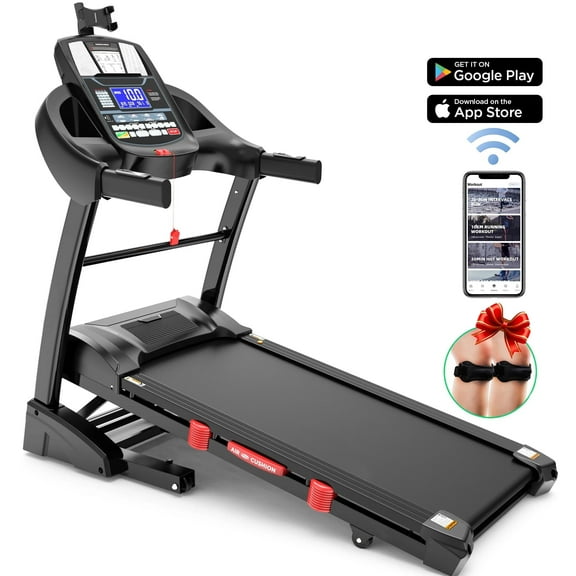 5.0HP 300LB Capacity Treadmill for Home, Foldable Treadmill w/ 15% Auto Incline, Immersive Run w/ Smart APP, 64+7 Workout Programs, 10MPH, Shock-Absorbing Exercise Treadmill for Walking Running